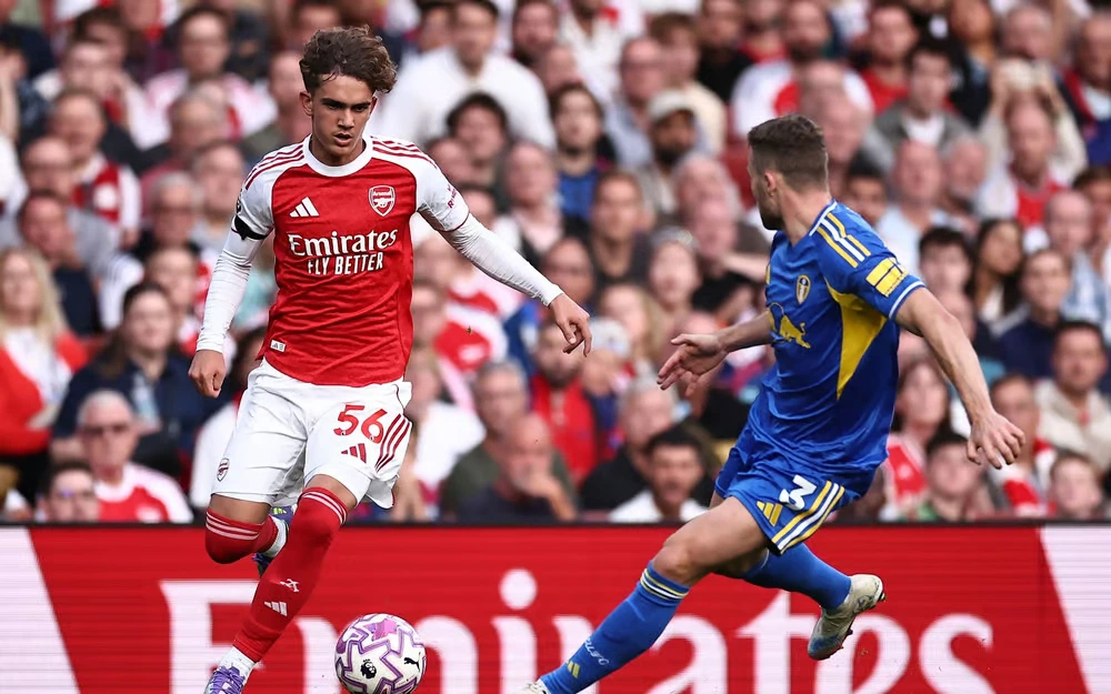 Pemain Arsenal merayakan kemenangan telak 5-0 atas Leeds United di Liga Inggris 2025