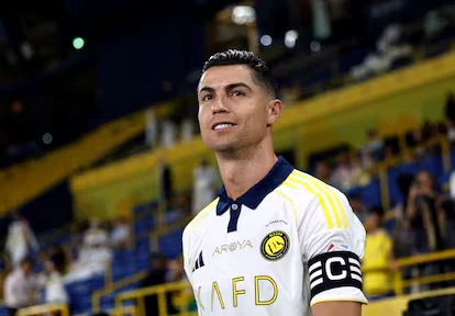 Cristiano Ronaldo merayakan gol di laga pramusim Al Nassr 2025